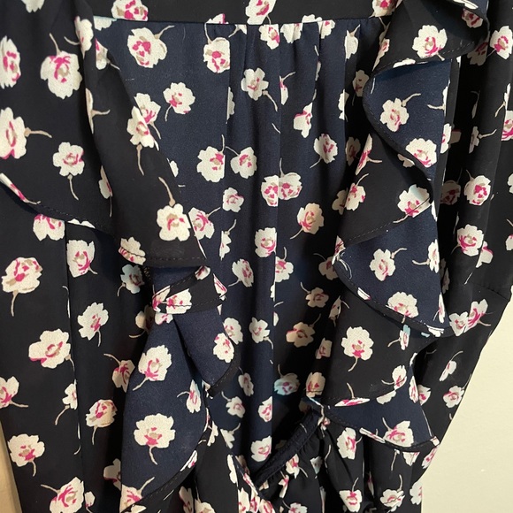 Francesca’s Blue and Floral Wrap Dress - Picture 6 of 7